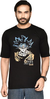 altius Printed Men Round Neck Black, Orange T-Shirt