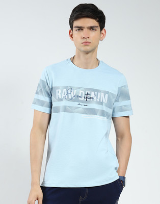 MONTE CARLO Printed Men Round Neck Blue T-Shirt