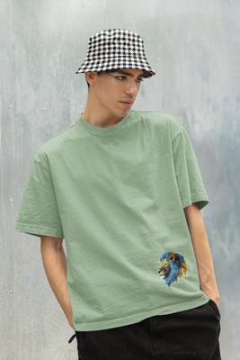 HouseOfCommon Solid Men Round Neck Green T-Shirt