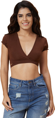 Globus Casual Solid Women Brown Top