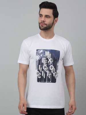 CANTABIL Printed Men Round Neck White T-Shirt