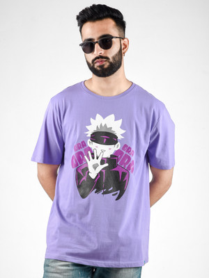 ComicSense Printed Men Round Neck Purple T-Shirt