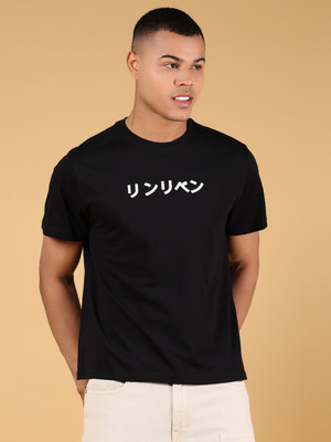 V-MART Printed Men Round Neck Black T-Shirt