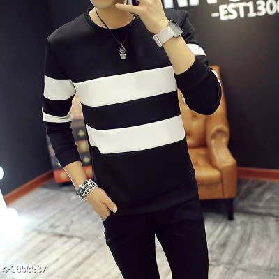 GLITO Striped Men Round Neck Multicolor T-Shirt