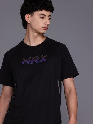 HRX by Hrithik Roshan Printed Men Round Neck Black T-Shirt