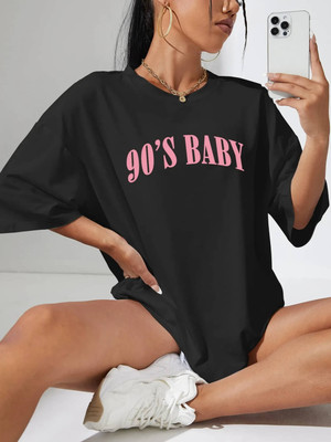 AKIRADVISORY Printed Women Round Neck Black T-Shirt