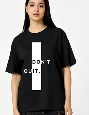 fashnobic Printed Women Round Neck Black T-Shirt