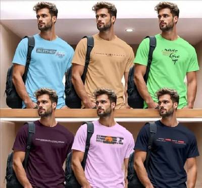 RAJDHANI OVERSEAS Printed Men Round Neck Multicolor T-Shirt