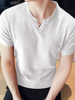EyeBogler Solid Men Round Neck White T-Shirt