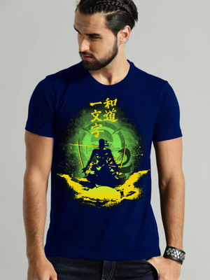 VIKCLIQUE Printed Men Round Neck Blue T-Shirt