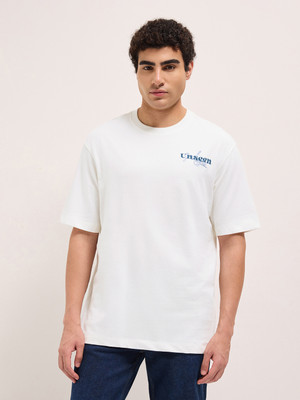 THE BEAR HOUSE Printed Men Crew Neck White T-Shirt