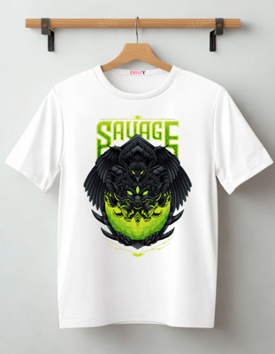 DIBBY Abstract Men Round Neck White T-Shirt