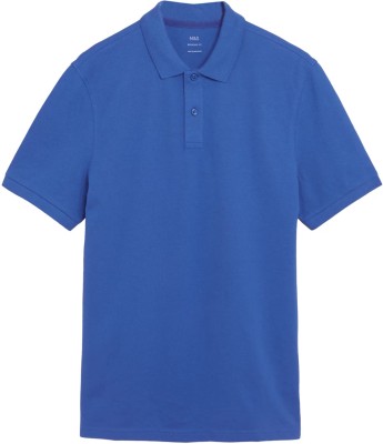 MARKS & SPENCER Solid Men Round Neck Blue T-Shirt