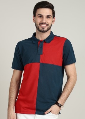 METRONAUT Colorblock Men Polo Neck Dark Blue, Red T-Shirt