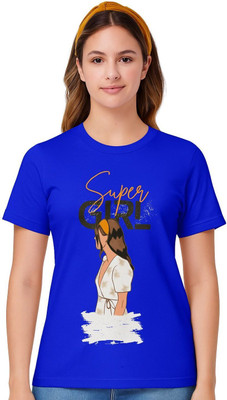 DGC Printed Women Round Neck Blue T-Shirt