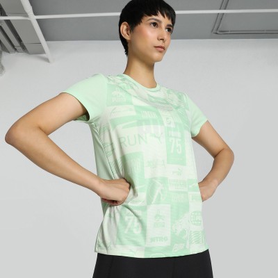 PUMA Printed Women Crew Neck Green T-Shirt