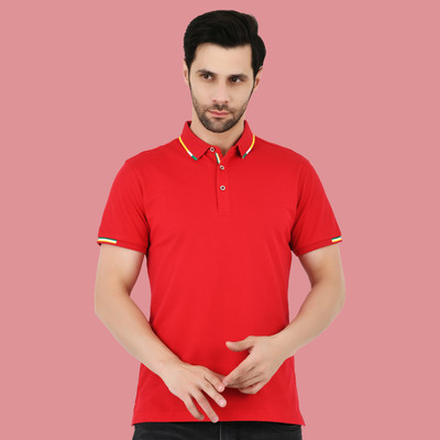 Sageware Solid Men Polo Neck Reversible Red T-Shirt