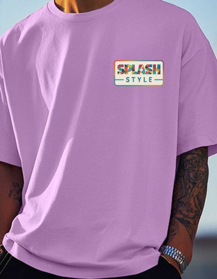 SplashStyle Printed Men Round Neck Purple T-Shirt