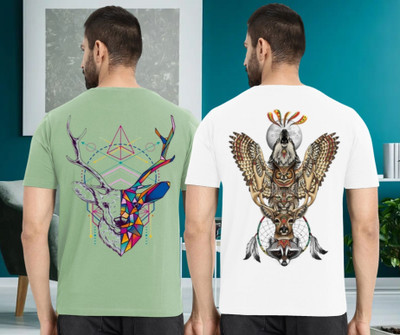 Lecowar Graphic Print Men Round Neck Multicolor T-Shirt