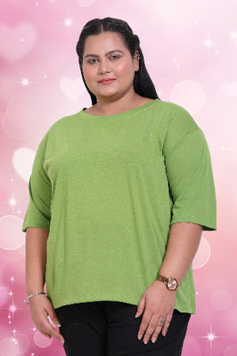 The Unicharm Solid Women Round Neck Light Green T-Shirt