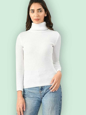 PD CLORI Solid Women Round Neck White T-Shirt