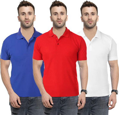 Adimani Solid Men Polo Neck Multicolor T-Shirt