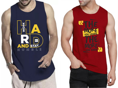 Restore Typography Men Round Neck Blue, Maroon, Multicolor T-Shirt