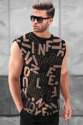 TRIPR Printed Men Round Neck Black T-Shirt