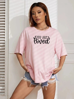 Taytaya Printed Women Round Neck Pink T-Shirt