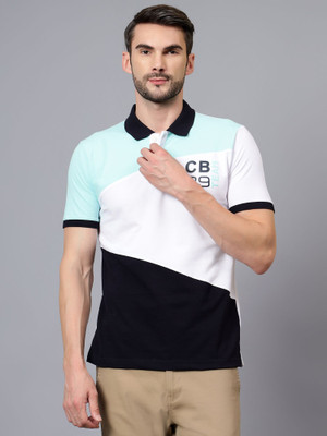 CANTABIL Colorblock Men Polo Neck Dark Blue T-Shirt
