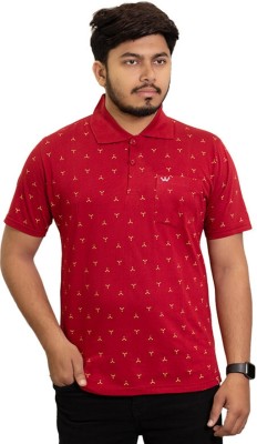 Onestar Printed Men Polo Neck Red T-Shirt