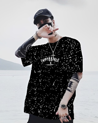 BUKKL Printed Men Round Neck Black T-Shirt
