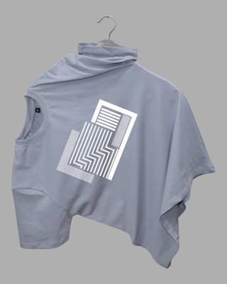 DRIPTHREAD Printed Men Round Neck Grey T-Shirt
