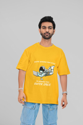 Stylewill Printed Men Round Neck Yellow T-Shirt