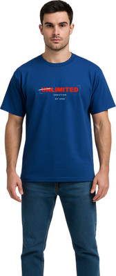 STYLE SHADOW Printed Couple Crew Neck Blue T-Shirt