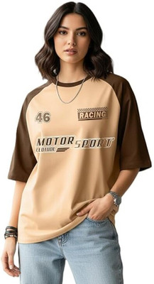 JUST ROAR Printed Women Round Neck Green T-Shirt
