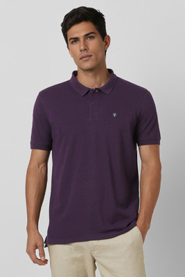 VAN HEUSEN SPORT Self Design Men Polo Neck Purple T-Shirt