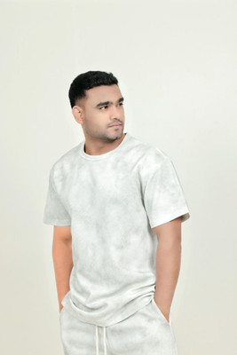 The Falcon Sports Tie & Dye Men Round Neck Grey, White T-Shirt