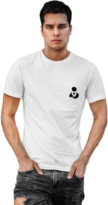 Fighterhero Solid, Printed Men Round Neck White T-Shirt