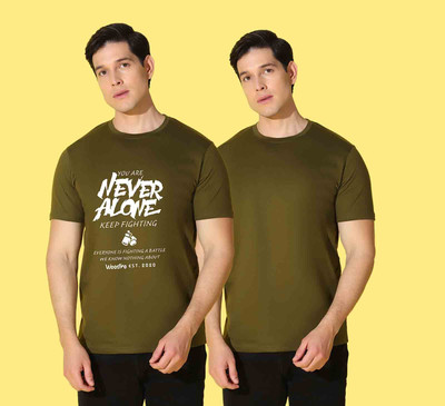 WOOSTRO Printed Men Round Neck White, Green T-Shirt