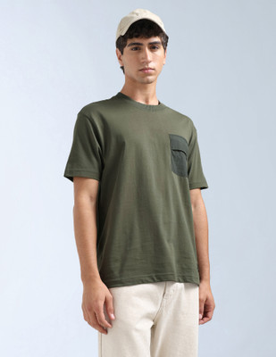 FLYING MACHINE Solid Men Crew Neck Green T-Shirt