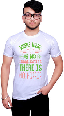 NITYANAND CREATIONS Graphic Print Men Round Neck White T-Shirt