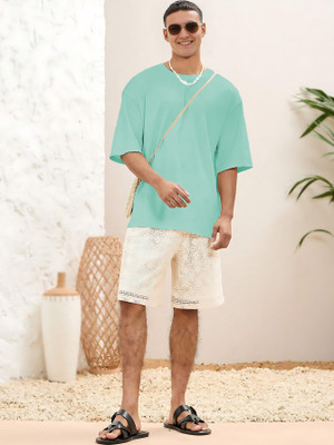 KOTTY Printed Men Round Neck Green T-Shirt