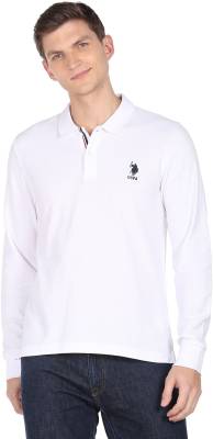 U.S. POLO ASSN. Solid Men Polo Neck White T-Shirt
