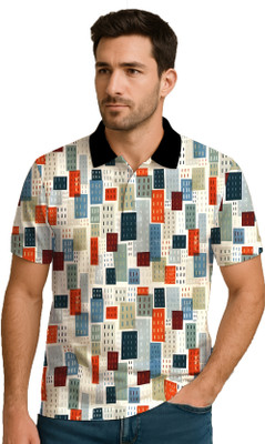 ABIZZSTORE Printed Men Polo Neck Multicolor T-Shirt