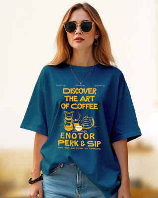 AUSK Printed Women Round Neck Dark Blue T-Shirt