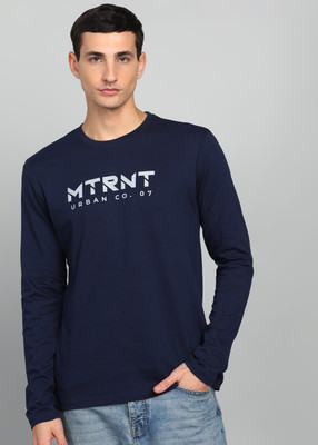 METRONAUT Printed Men Round Neck Dark Blue T-Shirt