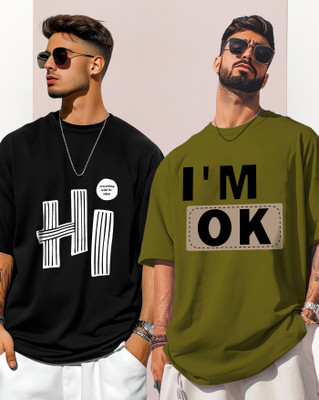 ENITOR Graphic Print Men Round Neck Black, Green T-Shirt