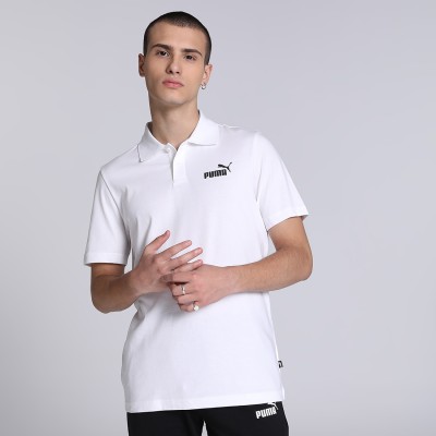 PUMA Solid Men Peter Pan Collar White T-Shirt