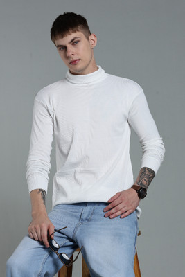 FREAKS Solid High Neck Casual Men White Sweater